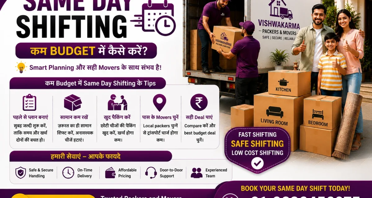 Same Day Shifting कम Budget में कैसे करे? जानिए पैसे बचाने के आसान तरीके